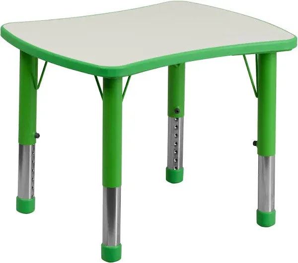 Flash Furniture YU-YCY-098-RECT-TBL-GREEN-GG Preschool Activity Table 26-5/8"W X 21-7/8"D X 14-1/2" To 23-1/2" Adjustable