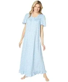 Plus Size Women's Long Floral Print Cotton Gown by Dreams & Co