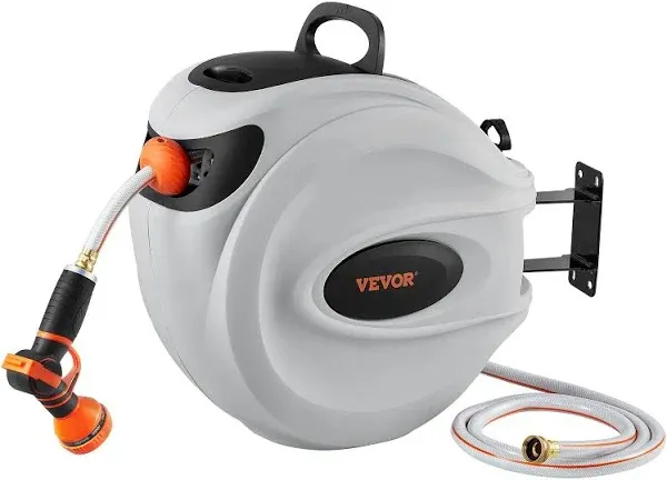 VEVOR Retractable Hose Reel Water Hose Reel 180 Swivel Wall-Mounted