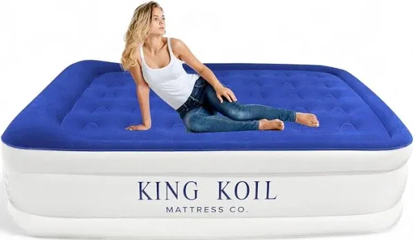 King Koil Luxury Pillow Top Plush Air Mattress With Built-in High-Speed Pump Home