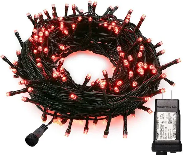 MYGOTO 33FT 100 LEDs Halloween String Lights,Green Wire Waterproof 100L Red