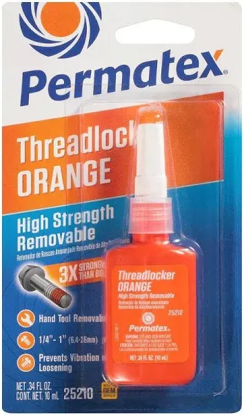 Permatex 25210 High Strength Removable Orange Threadlocker