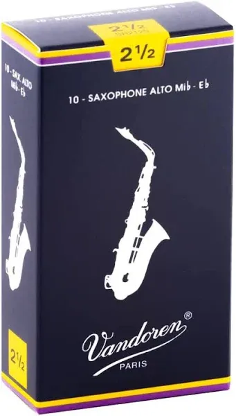 Vandoren Reeds Alto Sax 2.5 Traditional (10 Box)