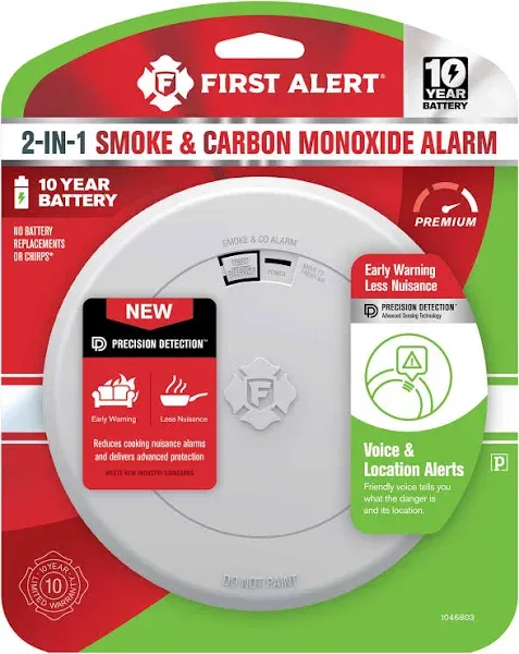 1046803 First Alert 10-Year Battery Carbon Monoxide and Smoke Alarm with Voice Alerts