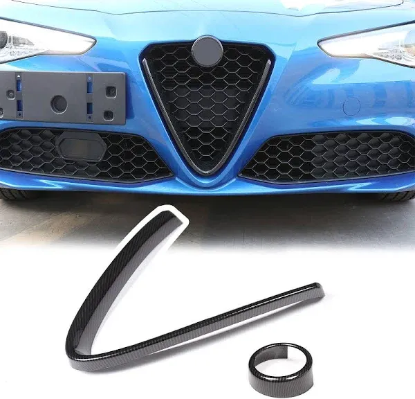 LLKUANG Carbon Fiber Style Front Grille Decoration Frame For Alfa Romeo Giulia 2017-2020