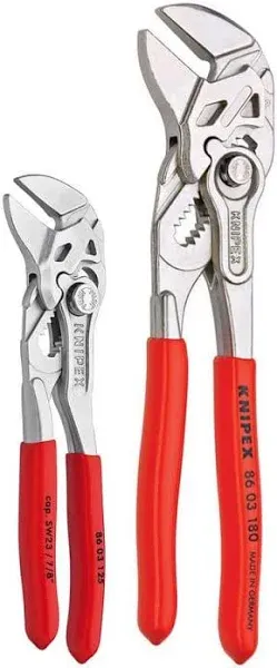 Knipex 2pc Plier Wrench Set 9K 0080121 US 5&#034; 7&#034; Adjustable Pliers Spanners