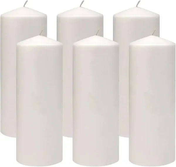 Stonebriar Collection Unscented Pillar Candles, White, 6-Pack, 3 in.