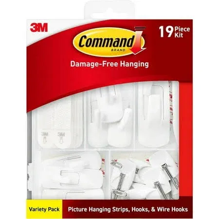 Command Variety Pack, Picture Hanging Strips, Wire Hooks and Utility Hooks, Damage Free Hanging Variety Pack for Up to 19 Items, 1 Kit