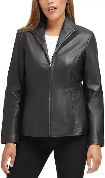 Cole Haan Women's Wing Collar Leather Jacket