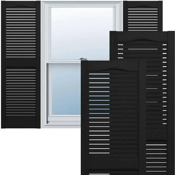 Mid America Open Louver Vinyl Shutters (1 Pair) - 14.5 x 60 002 Black