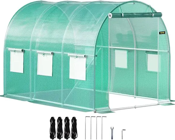 VEVOR Walk-in Tunnel Greenhouse, 9.8 x 6.6 x 6.6 ft Portable Plant Hot House w/ 