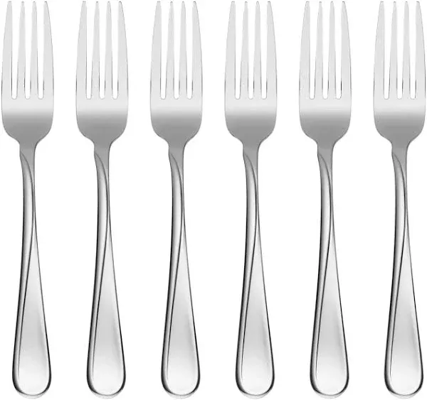 Savor Everyday Flatware Dinner Forks, Set of 6, 18/0 Stainless Steel, Silverw...