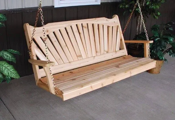 A & L Furniture Western Red Cedar Fanback Porch Swing