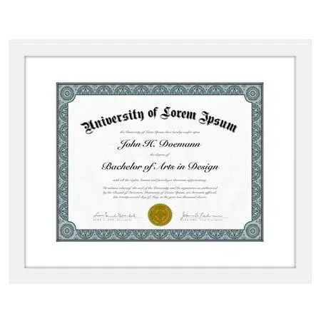 Americanflat 11x14 Black Diploma Frame | Displays 8.5x11 Diplomas with Mat