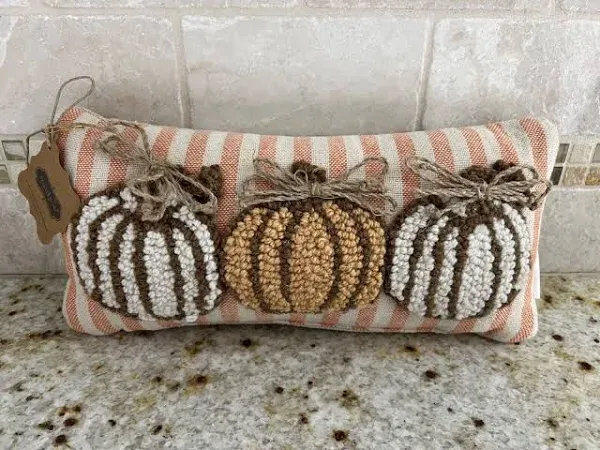  Mini Hook Pillow 12&#034; x 6&#034; Three Pumpkin