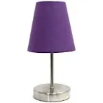 LT2013-PRP Mini Basic Sand Nickel Table Lamp with Fabric Shade, Purple