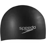 Speedo Unisex Silicone Long Hair Swim Cap, Black, One Size E6-000