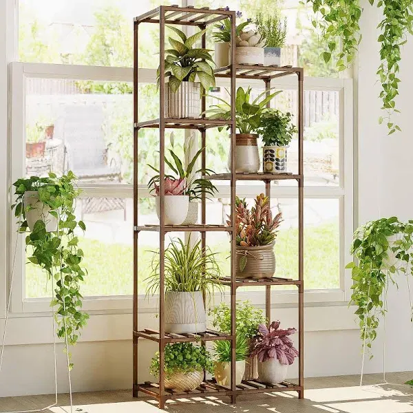 Bamworld Corner Plant Stand Indoor Tall Plant Shelf 5-tier Wood Plant Holder for Multiple Plants Flower Stands Plants Rack Living Room Garden Patio