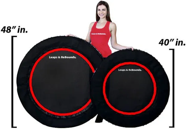 LEAPS & REBOUNDS 48" Mini Fitness Trampoline & Rebounder Exercise Equipment, Red