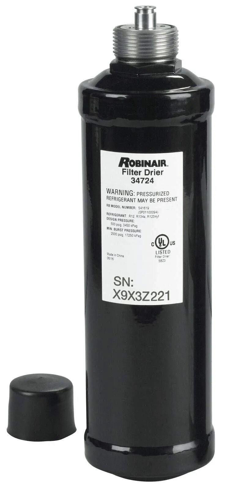 Robinair 34724 A/C Recycling Filter-Drier Spin-On Filter, Black