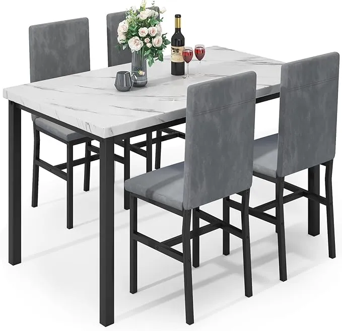 Hooseng Dining Table Set for 4 Space Saving Kitchen Table and Chairs for 4