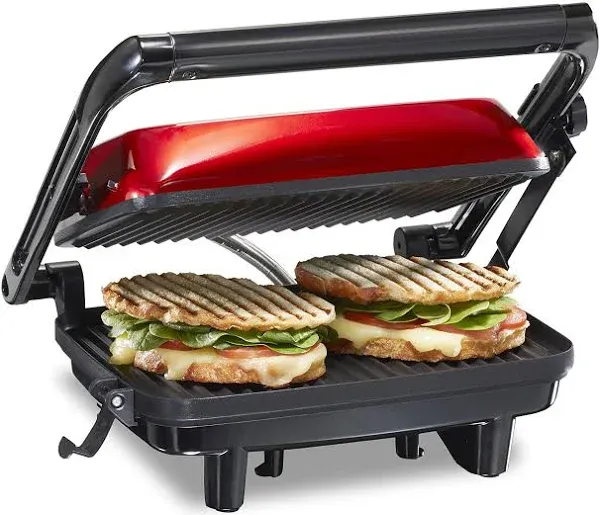 Hamilton Beach Panini Press 10” x 8” Nonstick Sandwich Maker 25462Z - Red NEW!