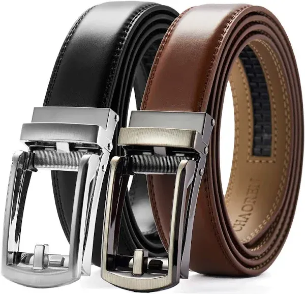 CHAOREN Ratchet Belts for Men 2 Pack - Mens Leather Belt 1 3/8&#034; for Dress and Ca