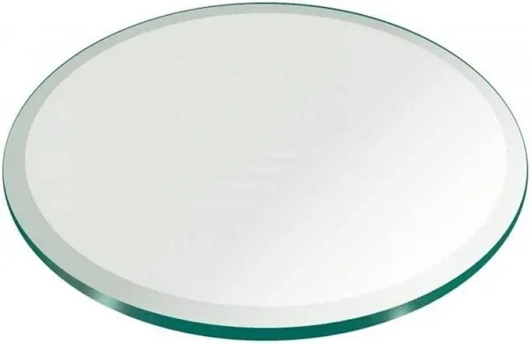 Round Glass Table Top Thick Tempered Beveled Edge by Fab Glass and Mirror