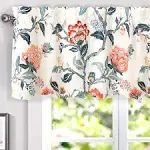 Ada Botanical Print Lined Flower Leaf Thermal Insulate Window Valance Rod Pocket