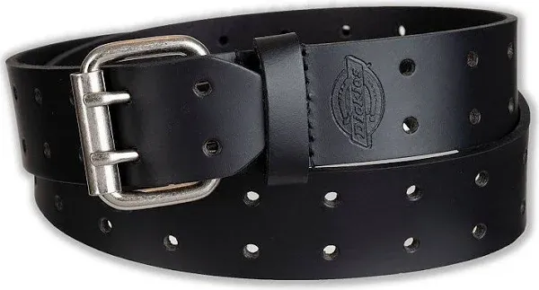 Dickies Men's Perforated Double Prong Buckle Leather Belt