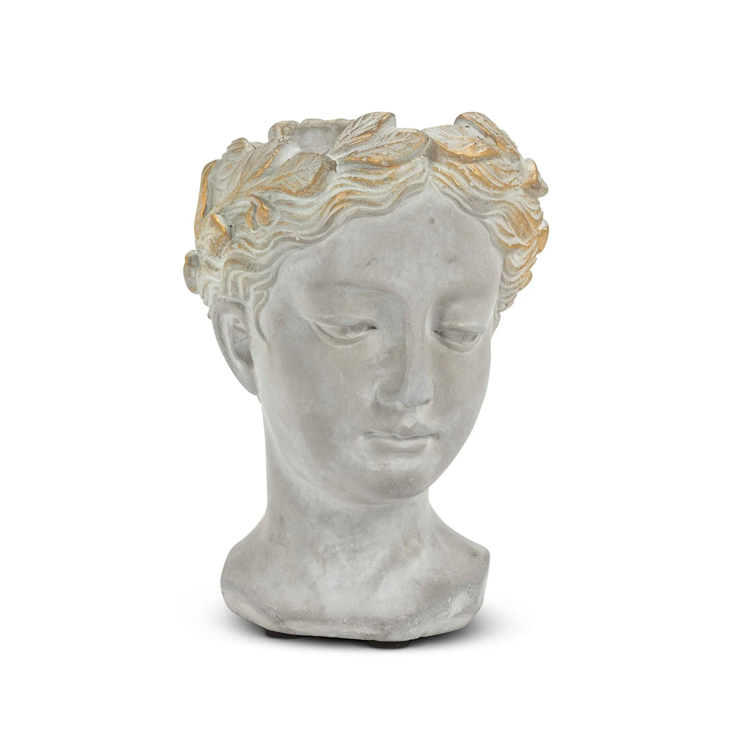 Abbott Collection 27-aphrodite-535-xs Extra Small Woman Head Planter, Grey/Gold, Size: 5 x 4.5 x 6.5