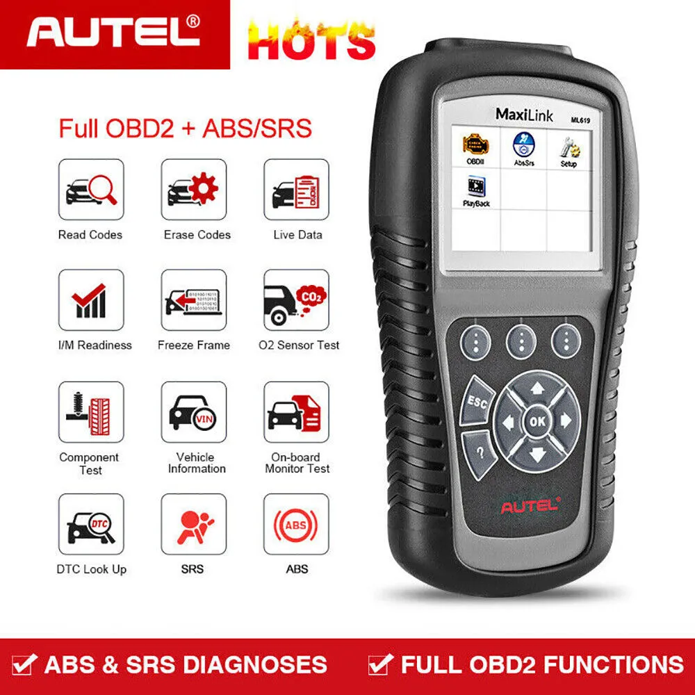 Autel MaxiLink ML619 Car ABS SRS OBDII Diagnostic Scanner Tool OBD2 Code Reader