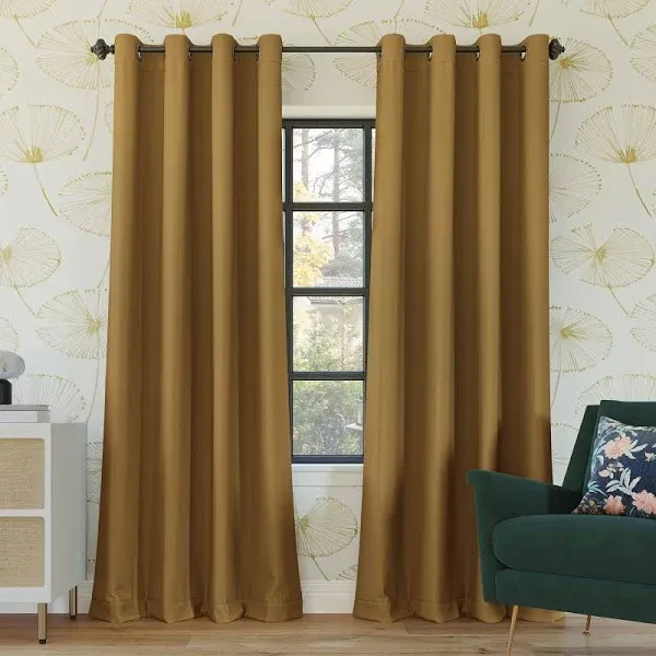 Sun Zero Nordic 2-Pack Theater Grade Noise Reducing Extreme 100% Blackout Grommet Curtain Panel Pair, 52" x 63, Gold