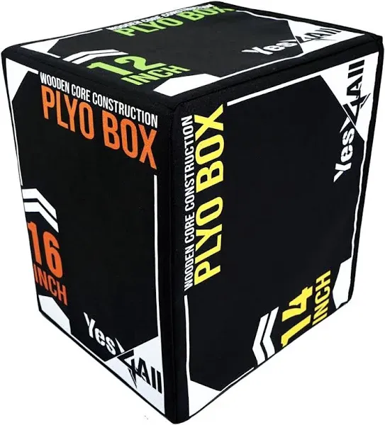 Yes4all 3-in-1 Soft Plyo Box Wooden Core – Gentle for Shins - Non-Slip Multi-Use Plyometric Box for Jumping, Conditioning, and Strength Training –