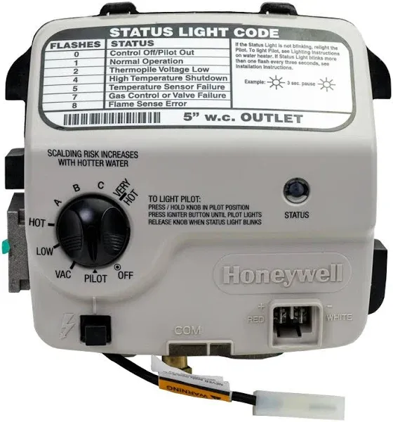 Honeywell WT8840B1500/U Water Heater Gas Control Valve