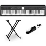 Roland FP-E50 Digital Piano with Double-Brace X-Stand and Sustain Pedal Black