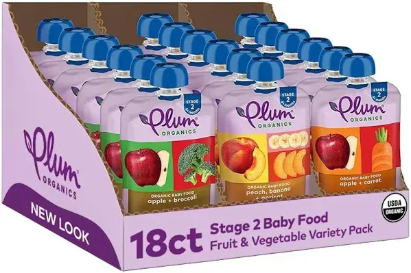 Plum Organics Stage 2 Organic Baby Food Fruit & Veggie Variety Pack