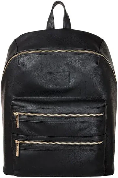 Honest black leather diaper backpack