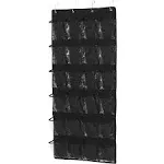 Simple Houseware 24 Pockets Large Clear Pockets Over The Door Hanging Shoe Organizer, Black (56 inch x 22.5 inch)