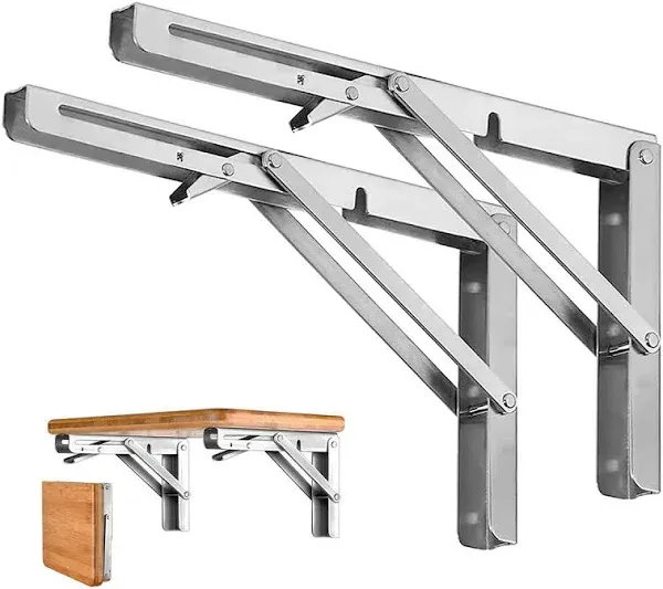 Storystore Folding Shelf Brackets Heavy Duty Stainless Steel Collapsible Shelf Bracket for Bench Table