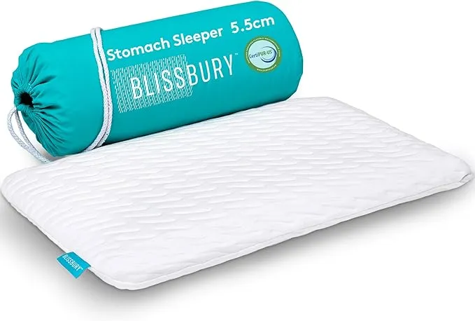 BLISSBURY 2.2 Inch Super Thin Pillow for Sleeping | Premium Memory Foam Flat Pillow for Stomach Sleeper | for Back & Stomach Sleeper | Certified Foam for Neck and Back Support | Removable Pillow Case