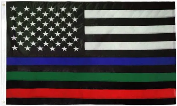 3x5FT Flag Thin Blue Green Red Line USA Banner Police Firefighters Military Hero