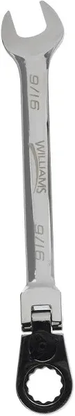 Williams JHW1208MRCF Flex-Head Reversible Ratcheting 12-Point Metric Combination Wrench, with High Polish Chrome Finish - 8mm