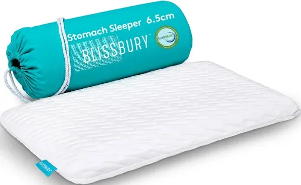 BLISSBURY Stomach Sleeping Pillow Thin Memory Foam Pillow for Stomach Sleepers