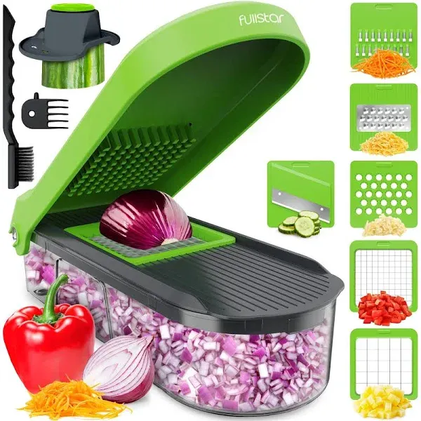 Fullstar - Vegetable Chopper - Vegetable Cutter, Food Chopper, Veggie Chopper, Onion Chopper with Container - 6 Blades, Black