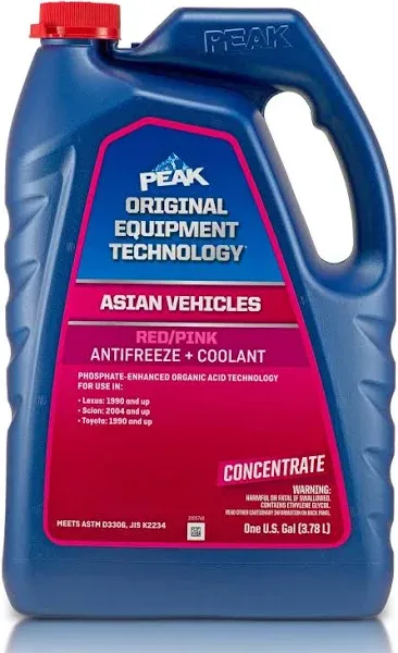 PEAK Original Equipment Technology Asian Vehicles Red, Pink Antifreeze and Coolant Concentrate