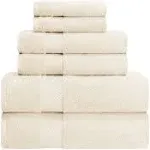 Superior Zero Twist Cotton 6 Piece Towel Set Ivory