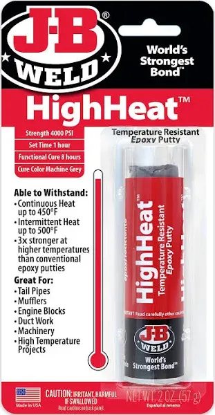 J-B Weld® HighHeat Temperature Resistant Epoxy Putty - 2 oz.