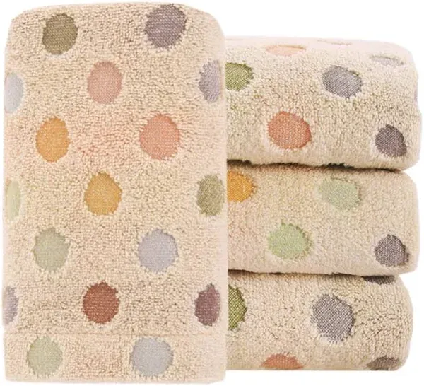 Pidada Hand Towels Set of 2 Colorful Polka Dot Pattern 100% Cotton Soft Absorbent Decorative Towel for Bathroom