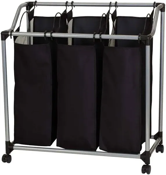 Household Essentials 3-Bag Laundry Clothes Hamper Sorter with Vented Bags